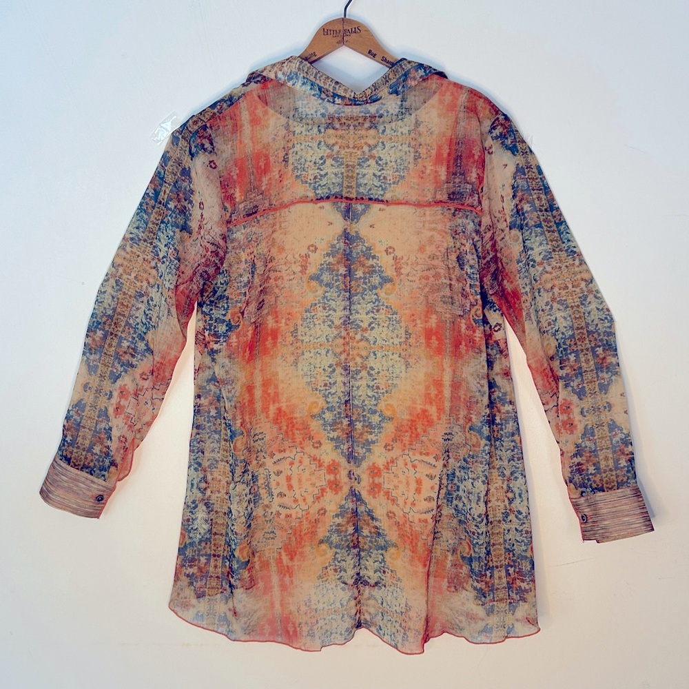 SOFT SURROUNDINGS Golden Tapestry Safra Shirt Sheer Tunic SZ M - Picture 3 of 10